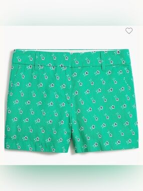 J.Crew Classic Chino Shorts for Women Size 8 Green with Black and White Floral